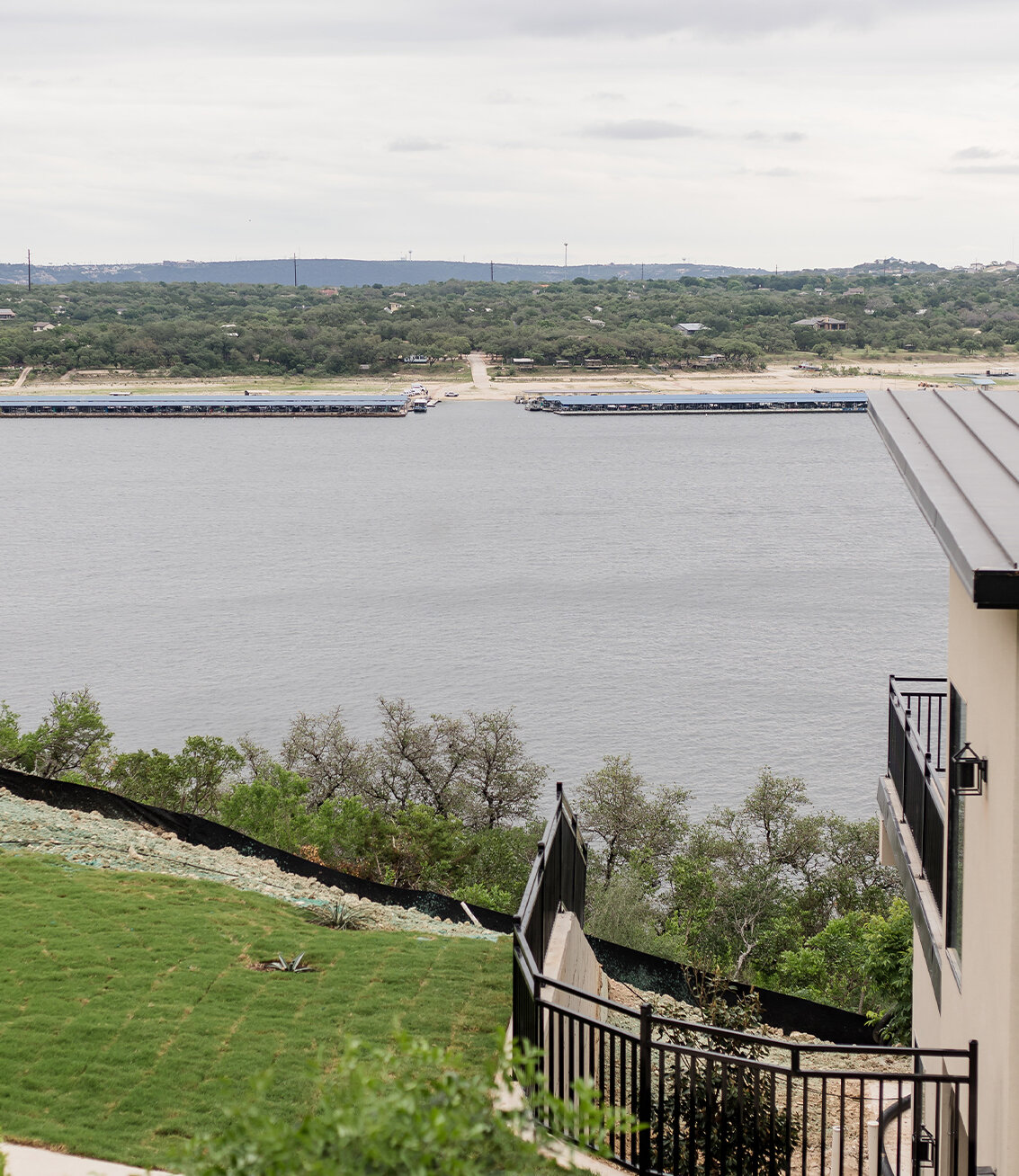 View of the lake from the perspective of the on-site villas