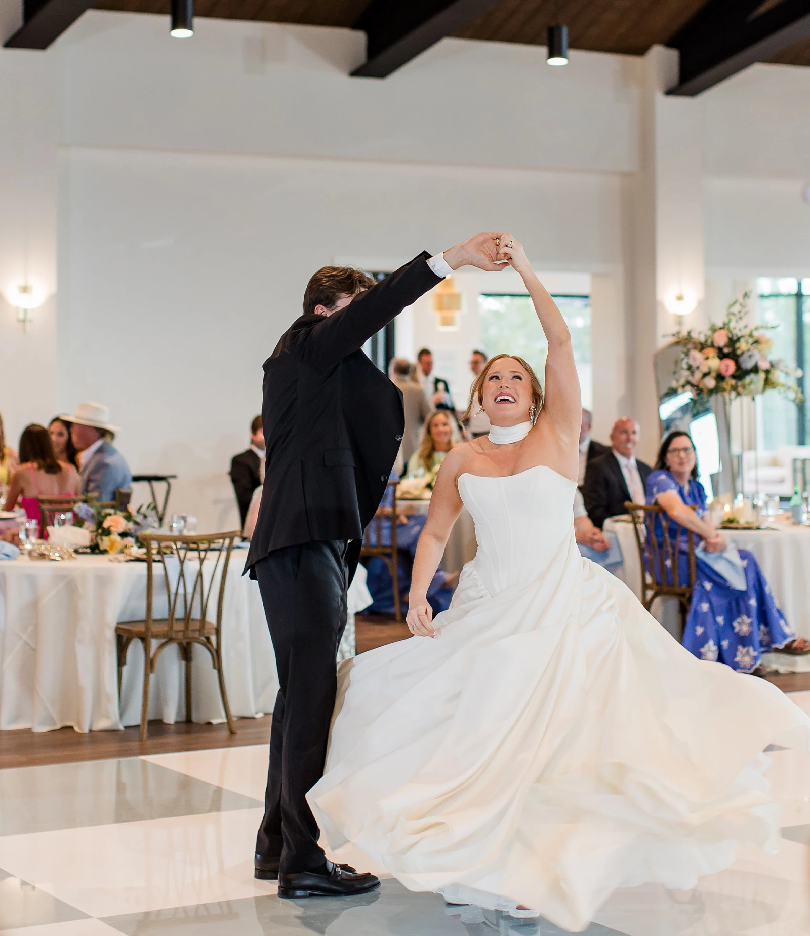 Bride and groom sharing their first dance