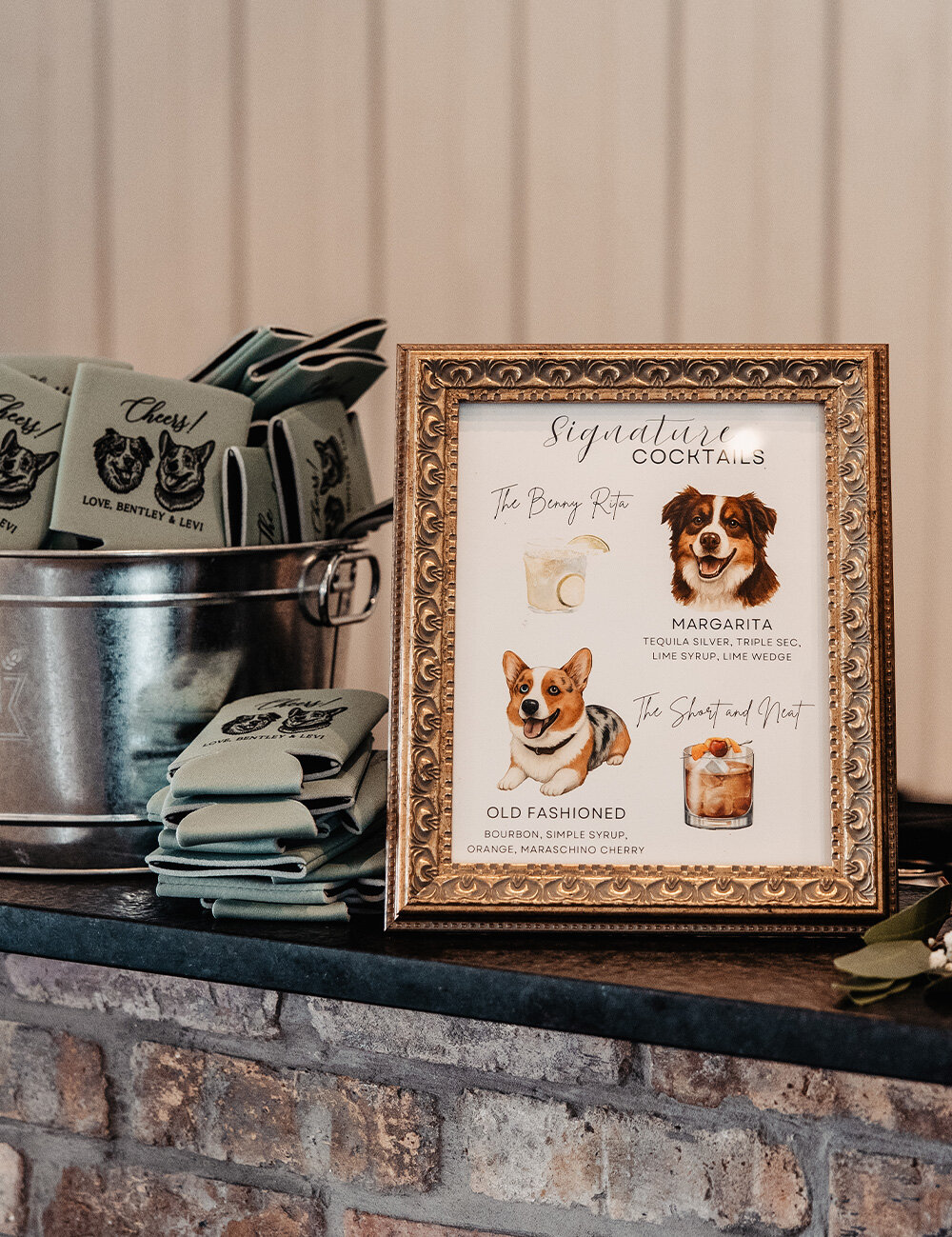 wedding merchandise and drink menu