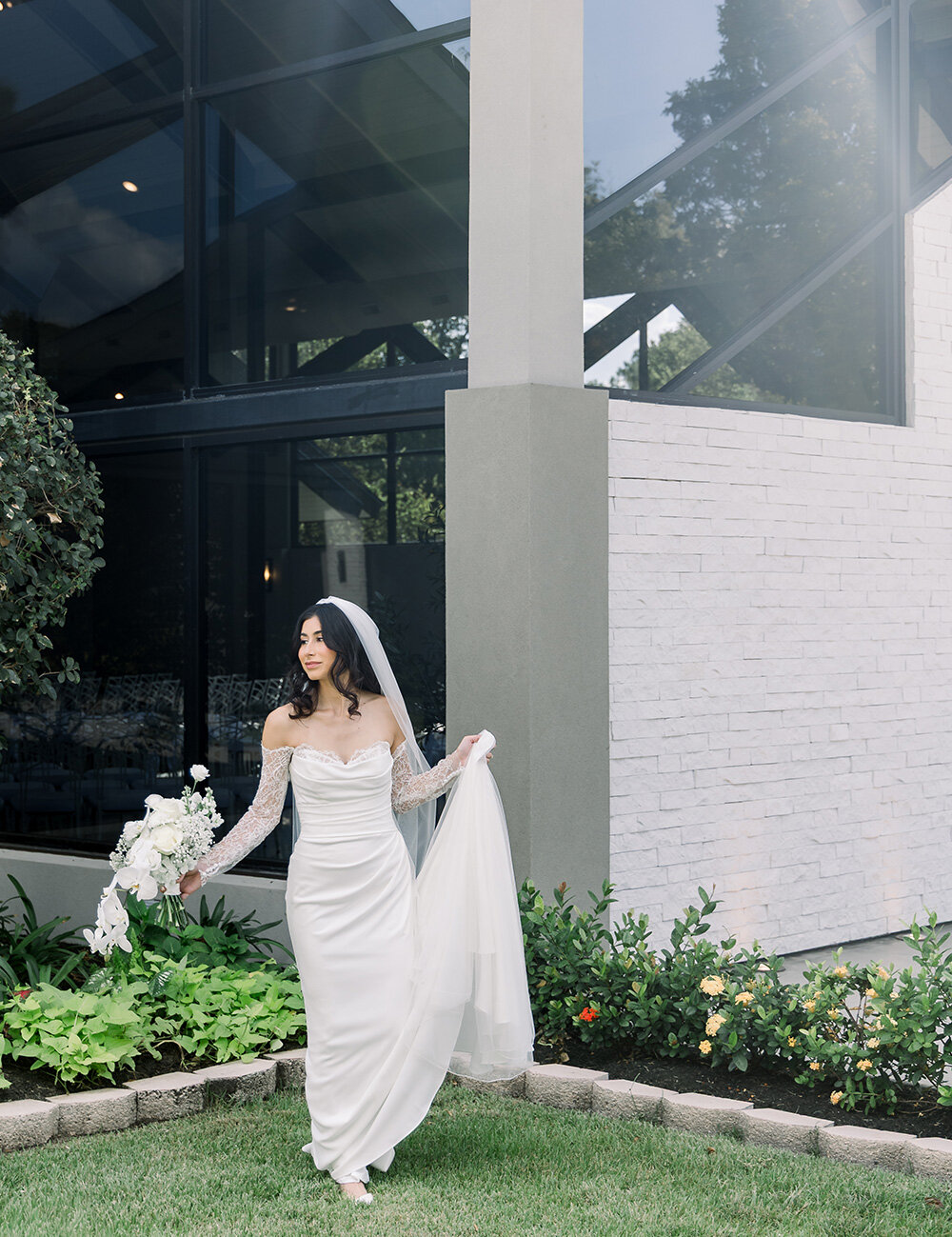 bride at sink showing back of dress