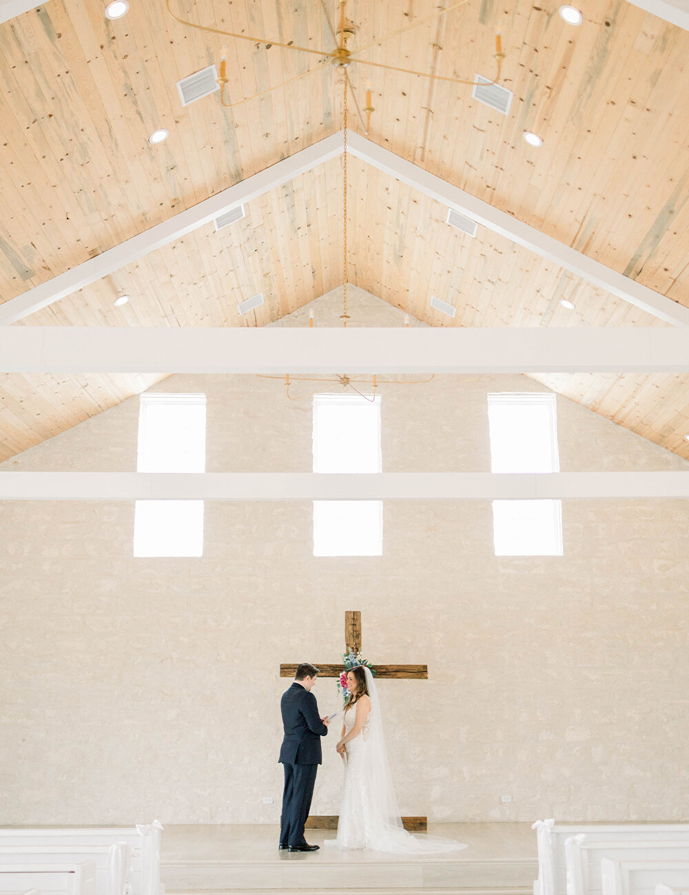 couple seeing each other for the first time and exchanging vows
