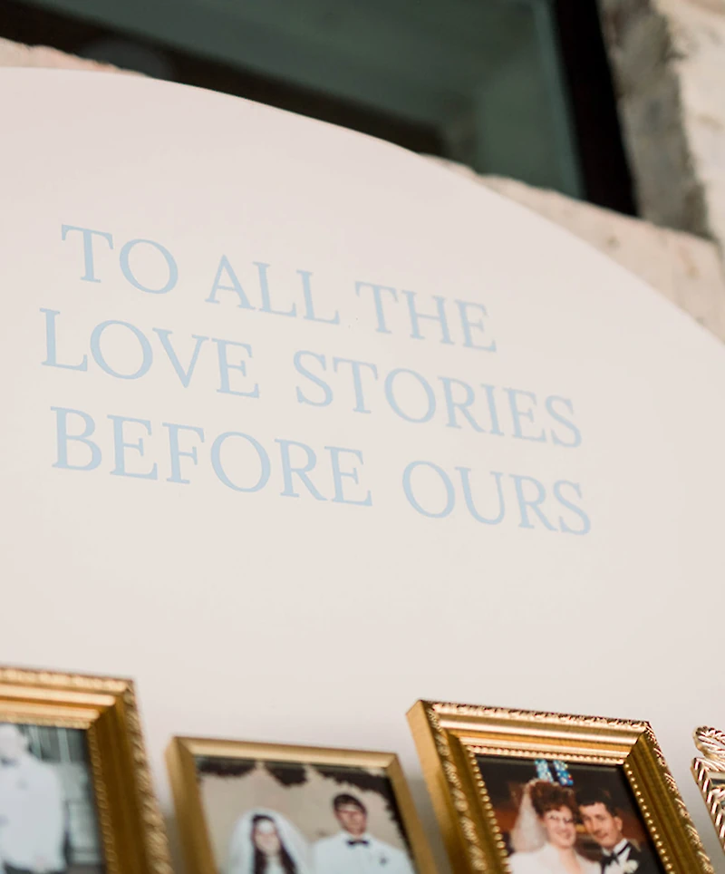 picture frames of couples on a wall