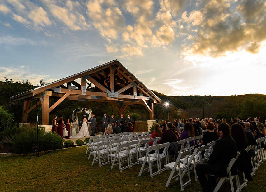 outside ceremony during sunset