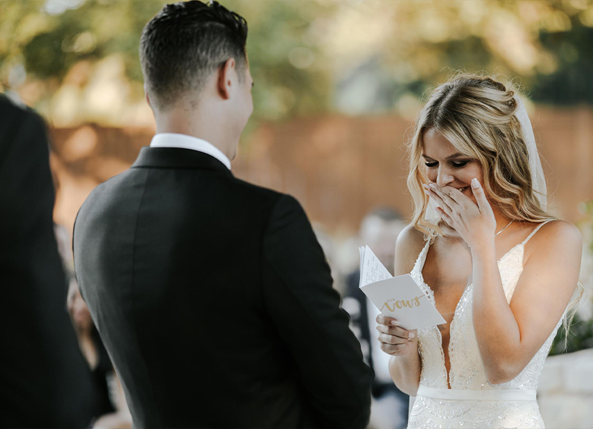 Bride Taking Vow with Tears During Ceremony