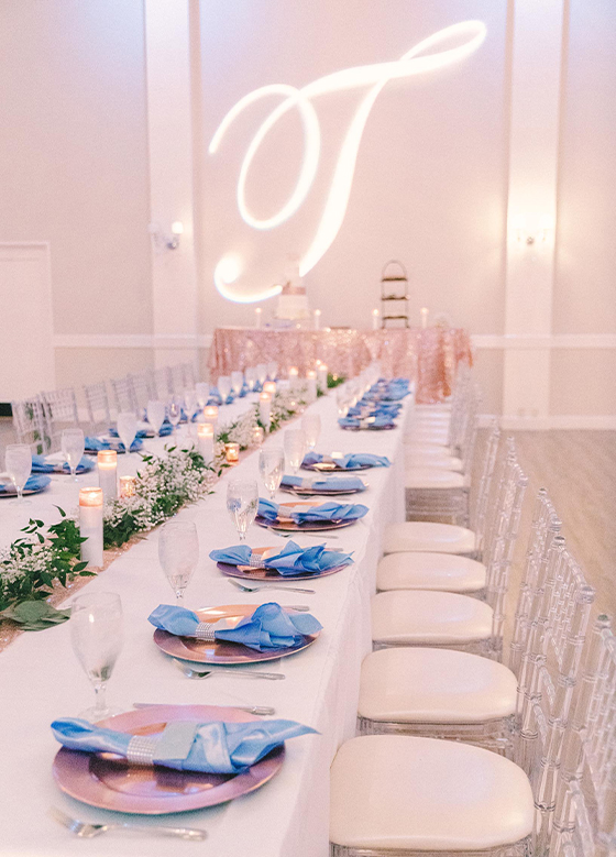 blue and pink reception colors